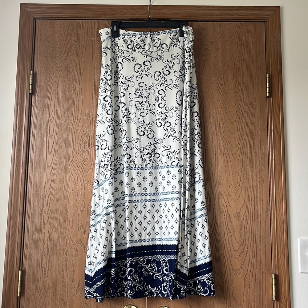 Navy and White Maxi Skirt
